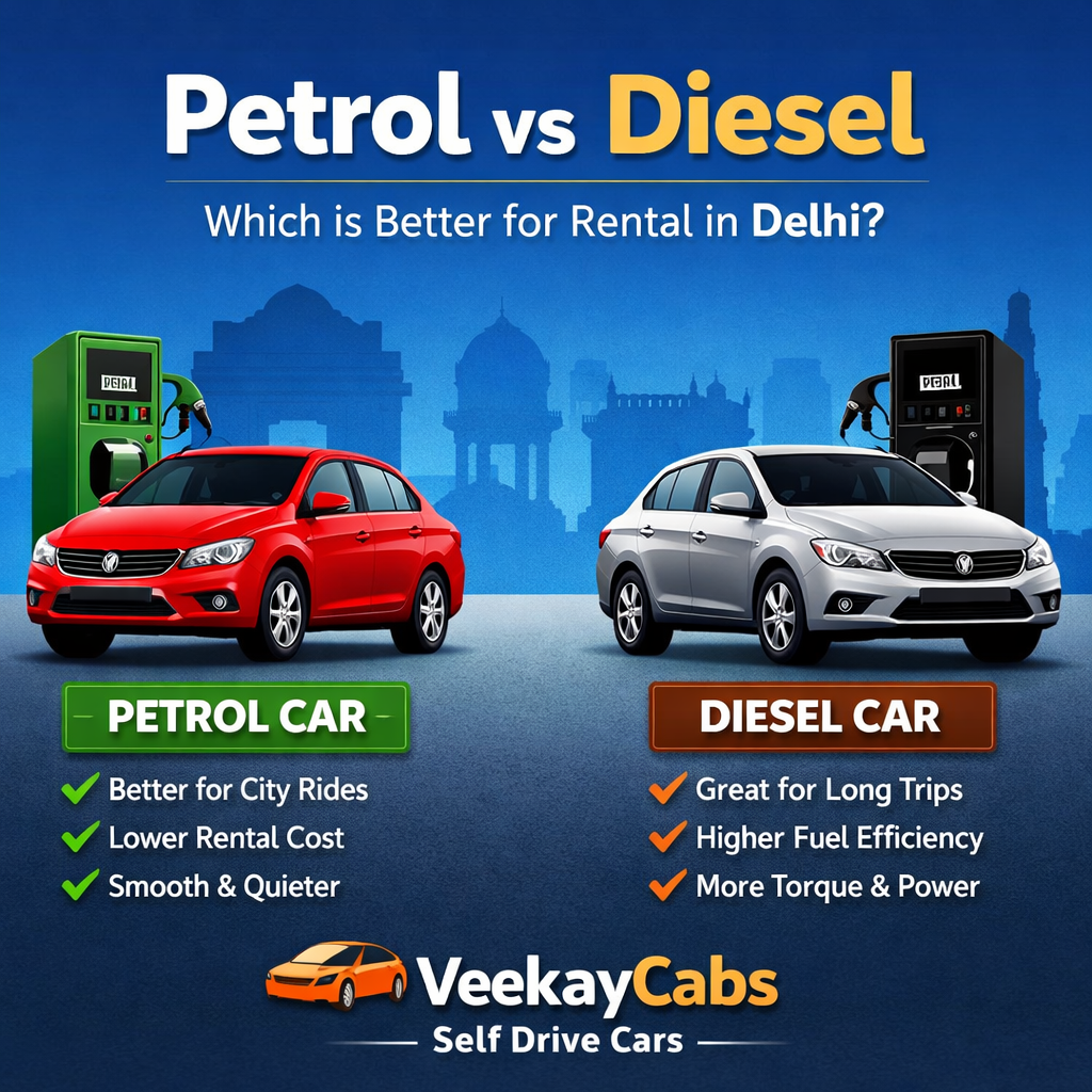Petrol vs Diesel Cars – Which is Better for Rental in Delhi?