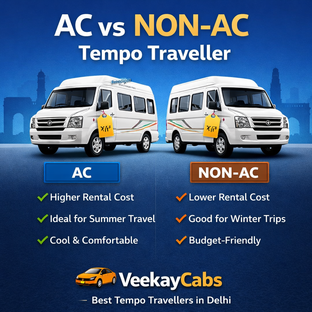 AC vs Non-AC Tempo Traveller – Price Comparison